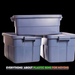 plastic moving bins for packing and storage during residential and commercial moves