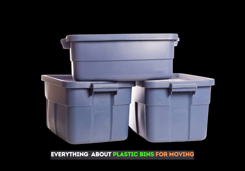 plastic moving bins for packing and storage during residential and commercial moves